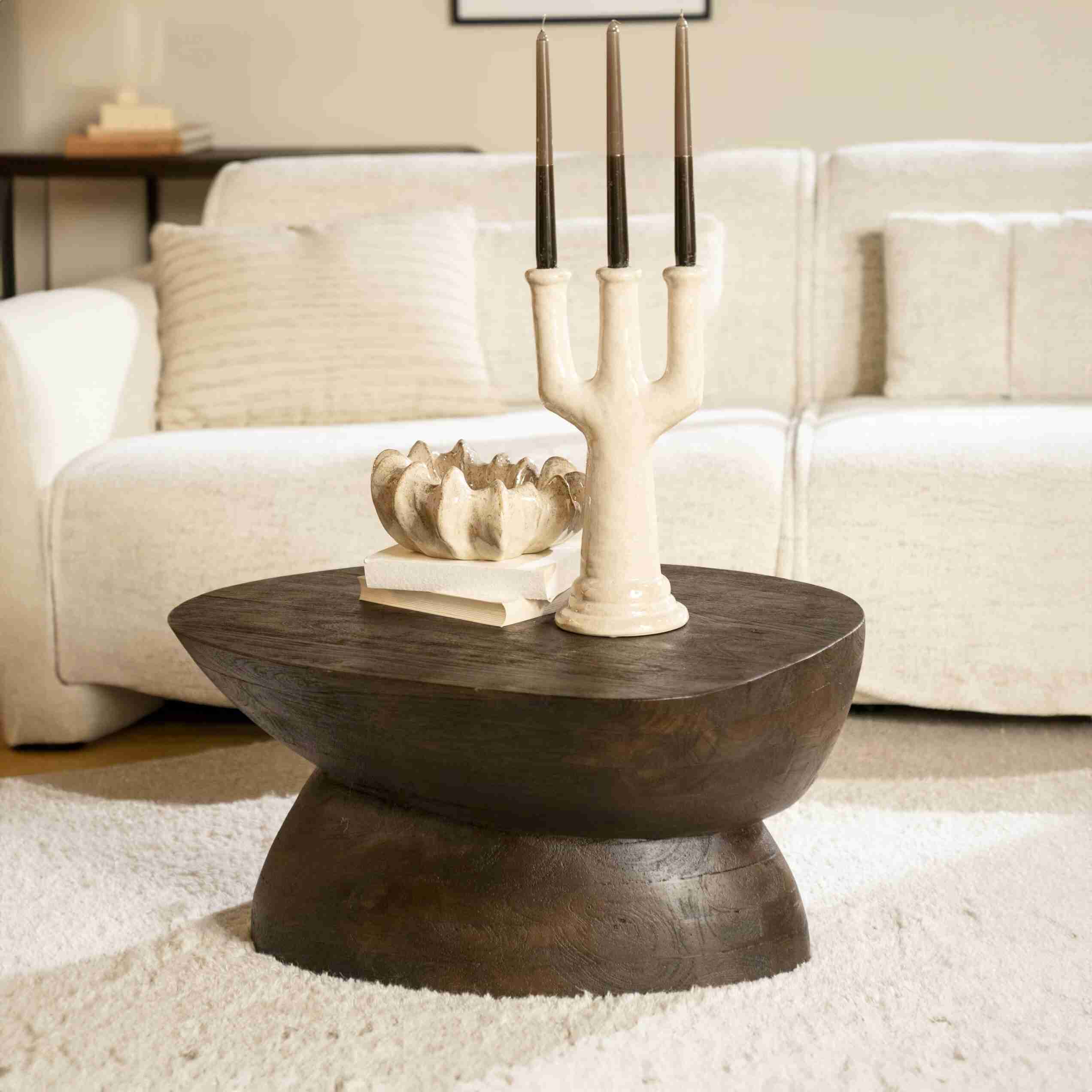 By-Boo Salontafel 'Cobble' Mangohout, 75 x 59cm, kleur Bruin