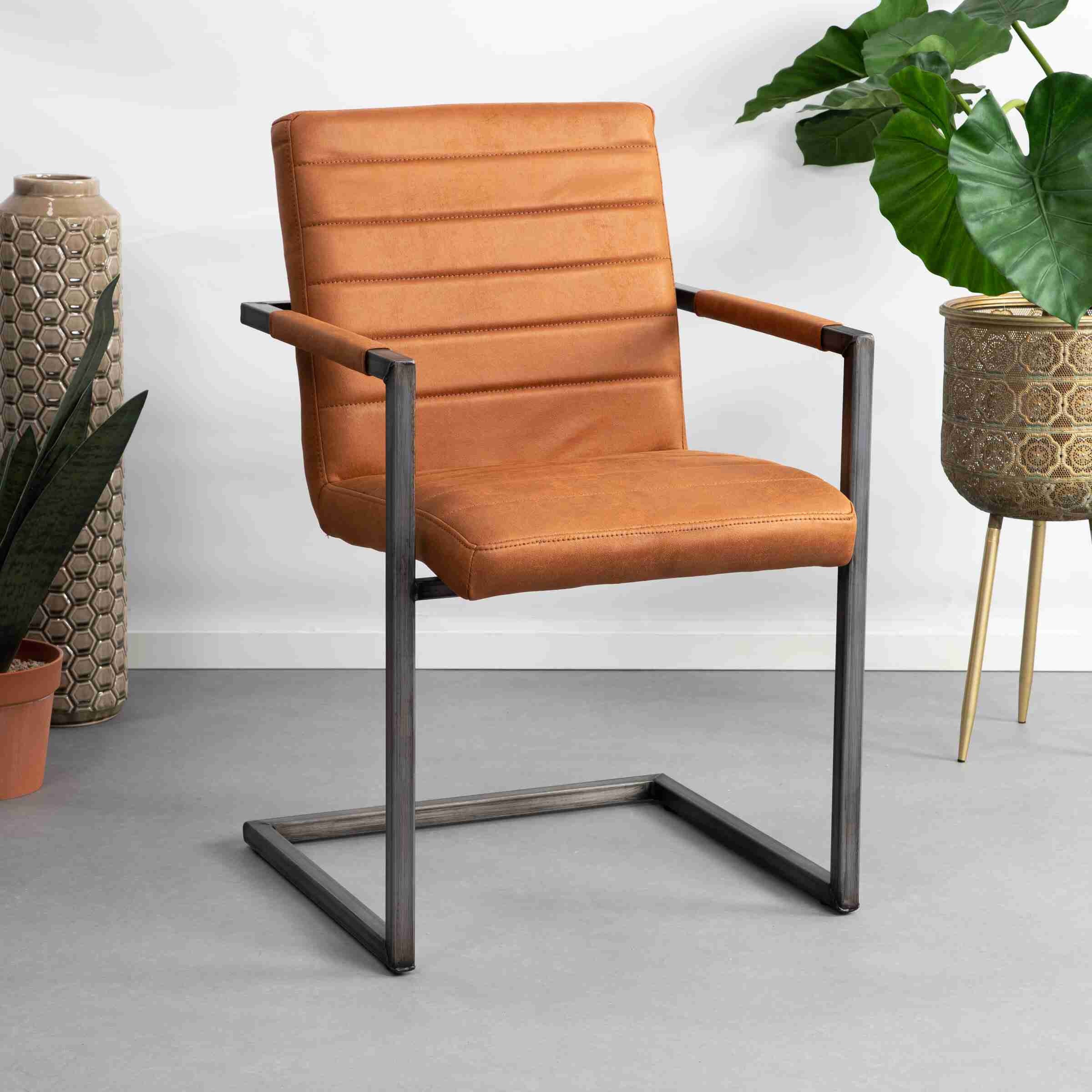 Tower Living Eetkamerstoel 'Rocca', kleur Cognac