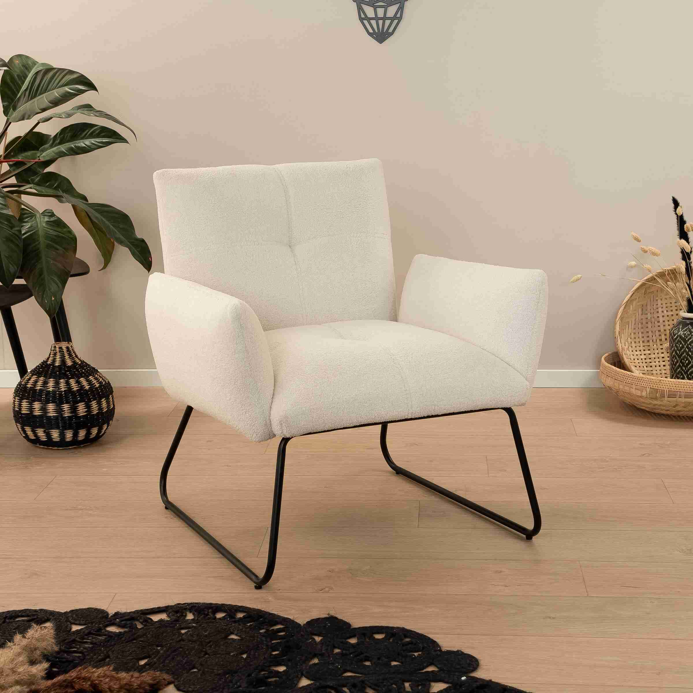 Tower Living Fauteuil 'Dante' Teddy, kleur Wit