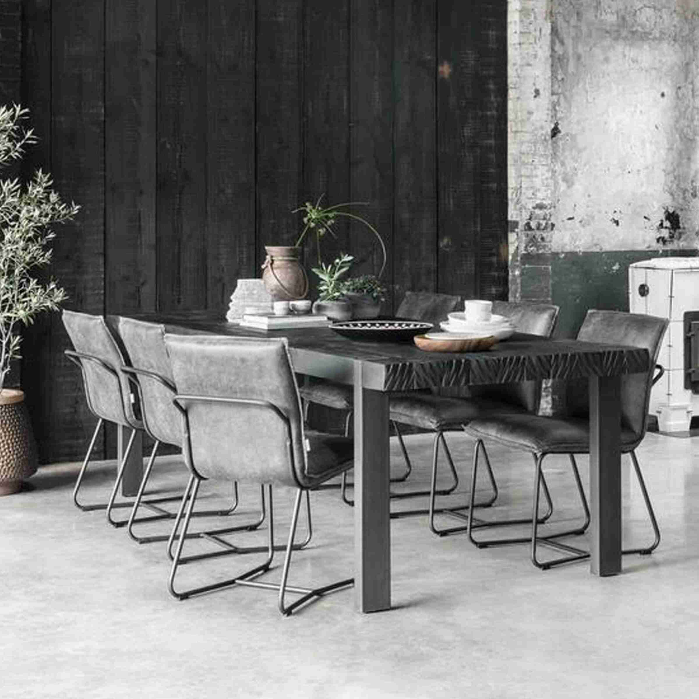 DTP Home Eettafel 'Beam' Teakhout, 225 x 100cm, kleur Zwart