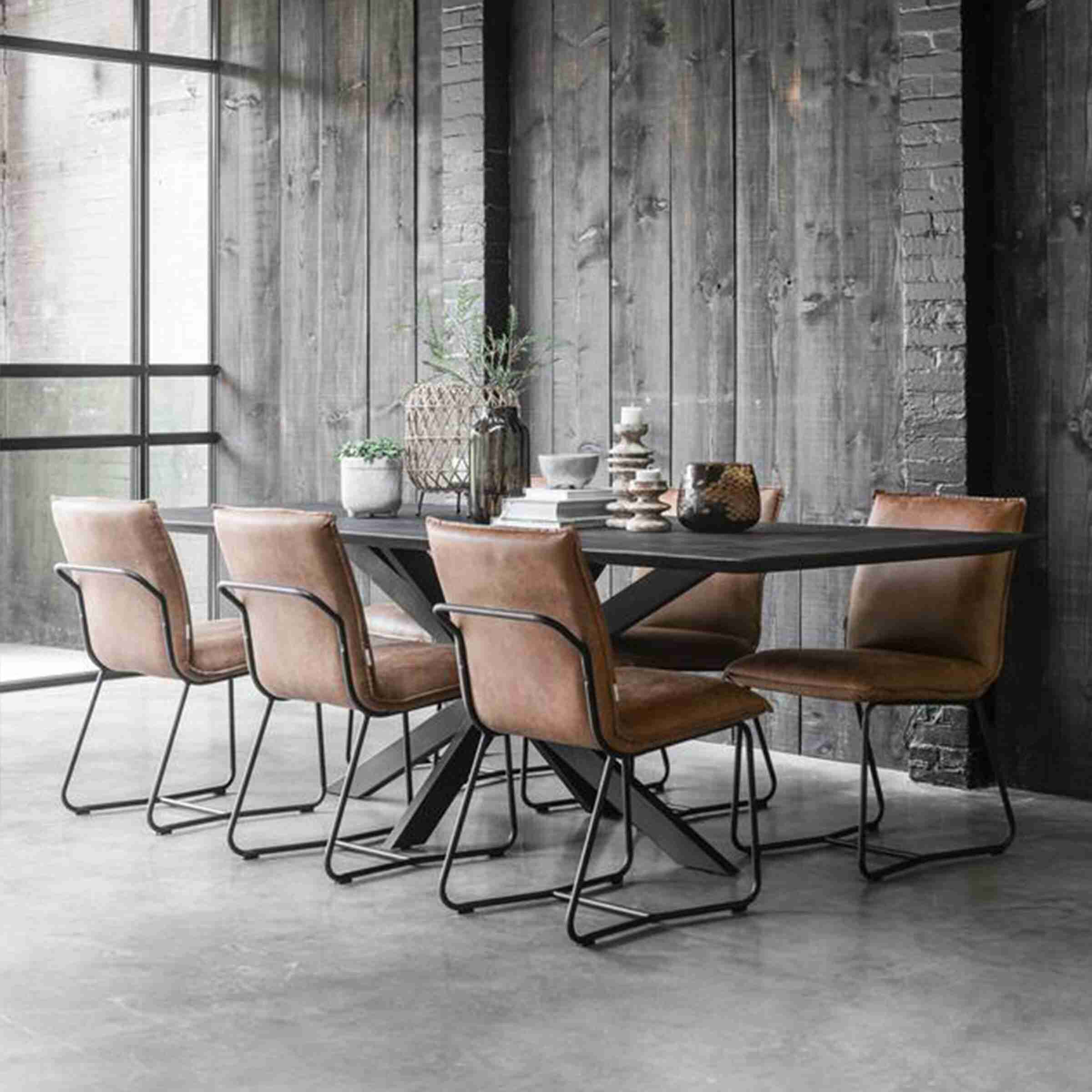 DTP Home Eettafel 'Curves' Teakhout, 210 x 100cm, kleur Zwart