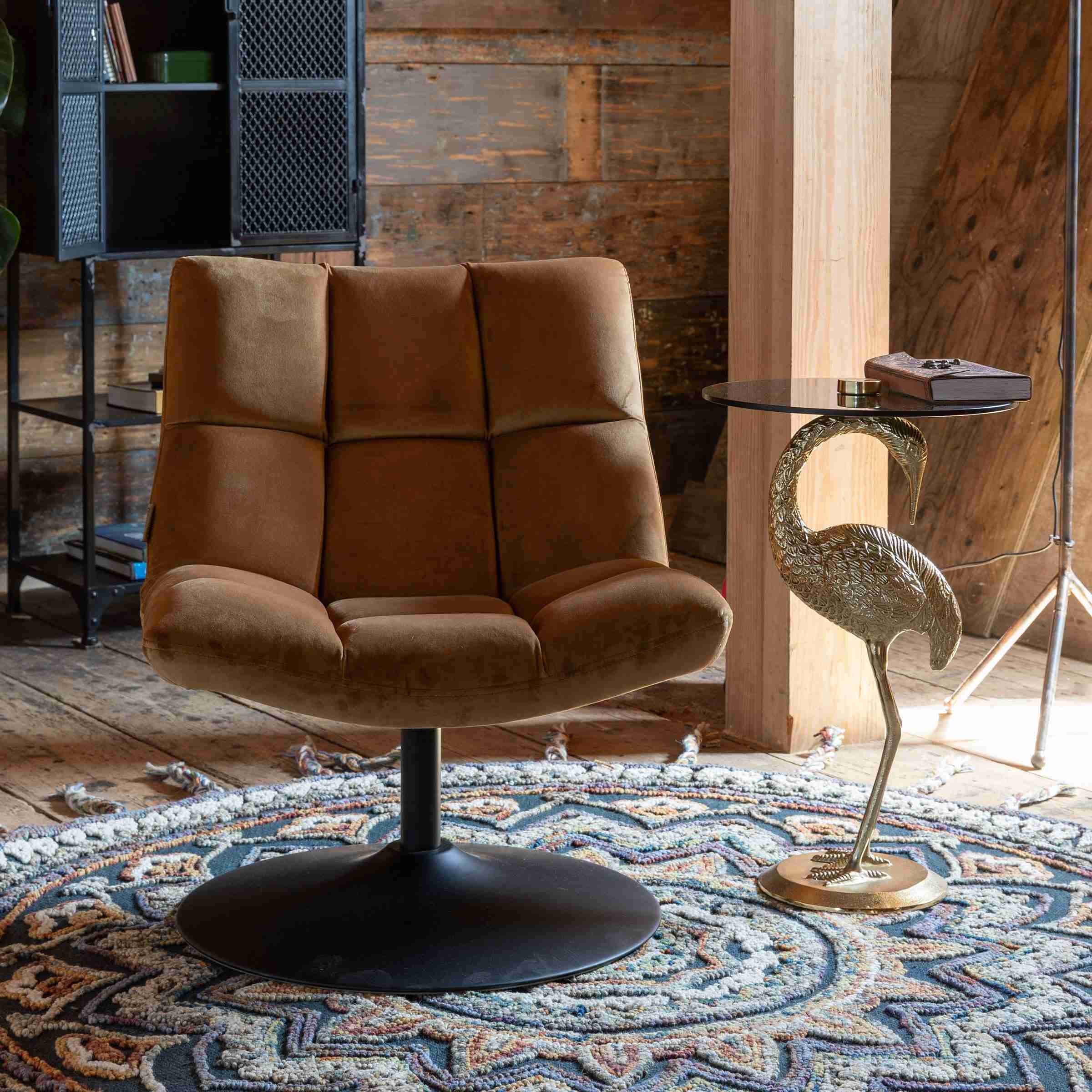 Dutchbone Fauteuil 'Bar' Velvet, kleur Goud