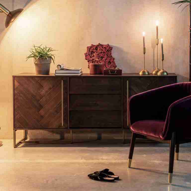 Dutchbone Dressoir 'Class' Antique Brass, 80 x 180cm, kleur Bruin