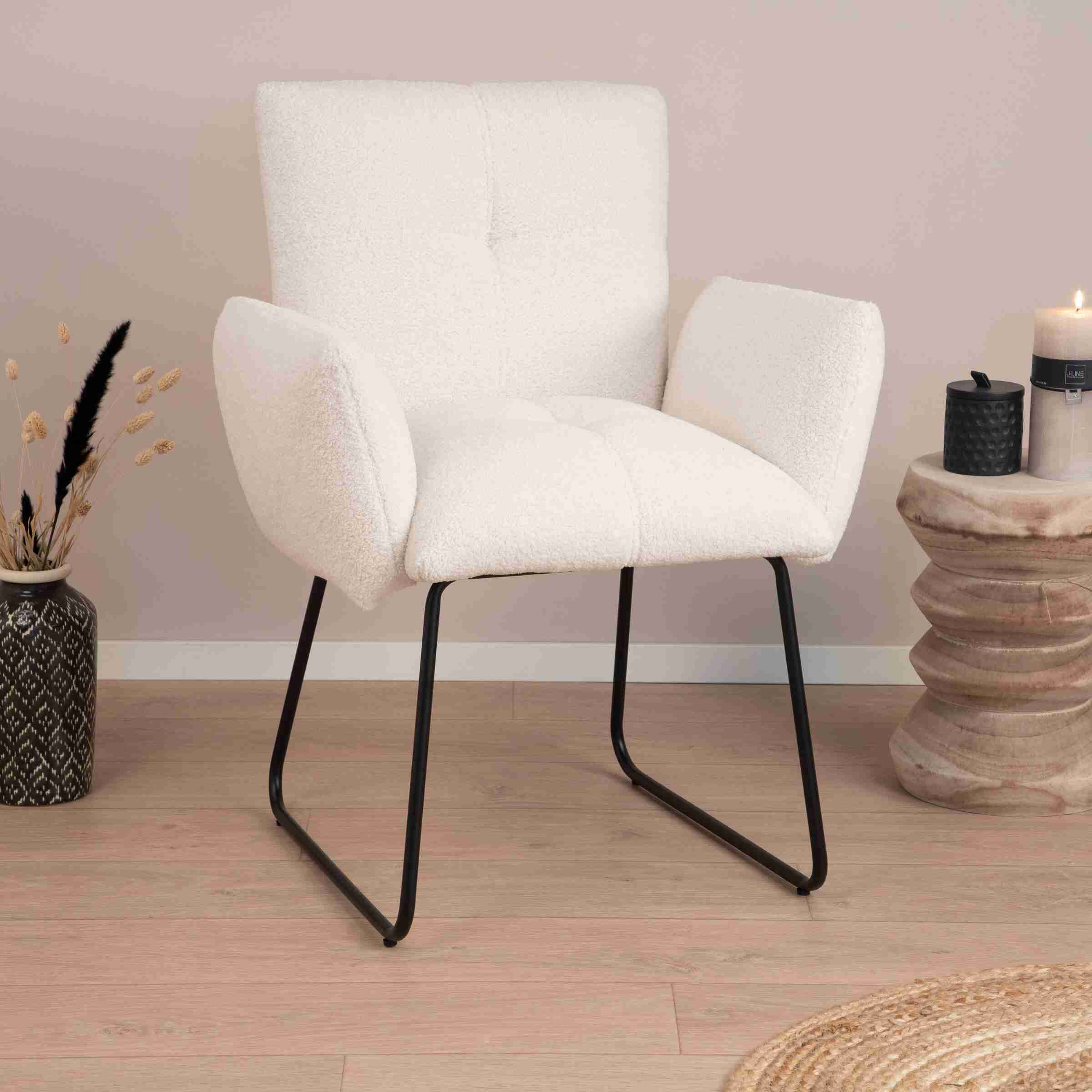 Tower Living Eetkamerstoel 'Dante' Teddy, kleur Wit