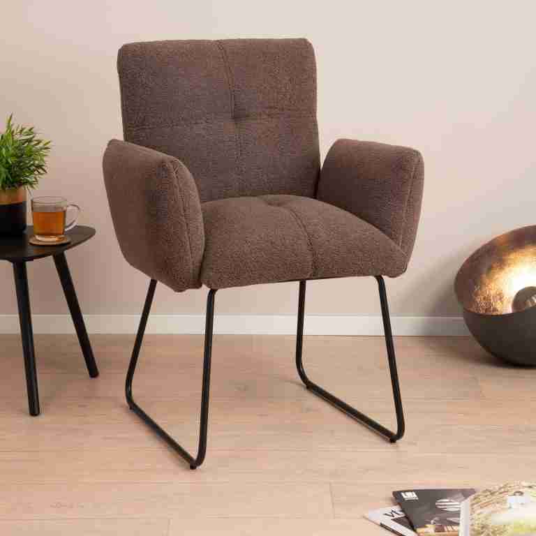 Tower Living Eetkamerstoel 'Dante' Teddy, kleur Donkerbruin