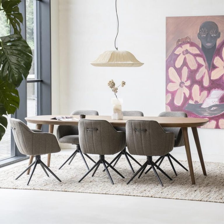 Eleonora Deens Ovale Eettafel 'Elijah' Eiken, 260 x 100cm, kleur Bruin