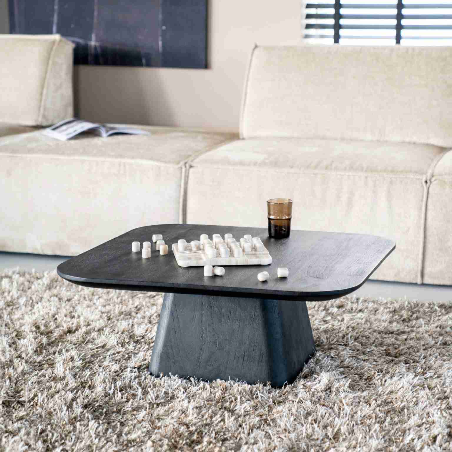 Eleonora Salontafel 'Aron' Mangohout, 80 x 80cm, kleur Zwart