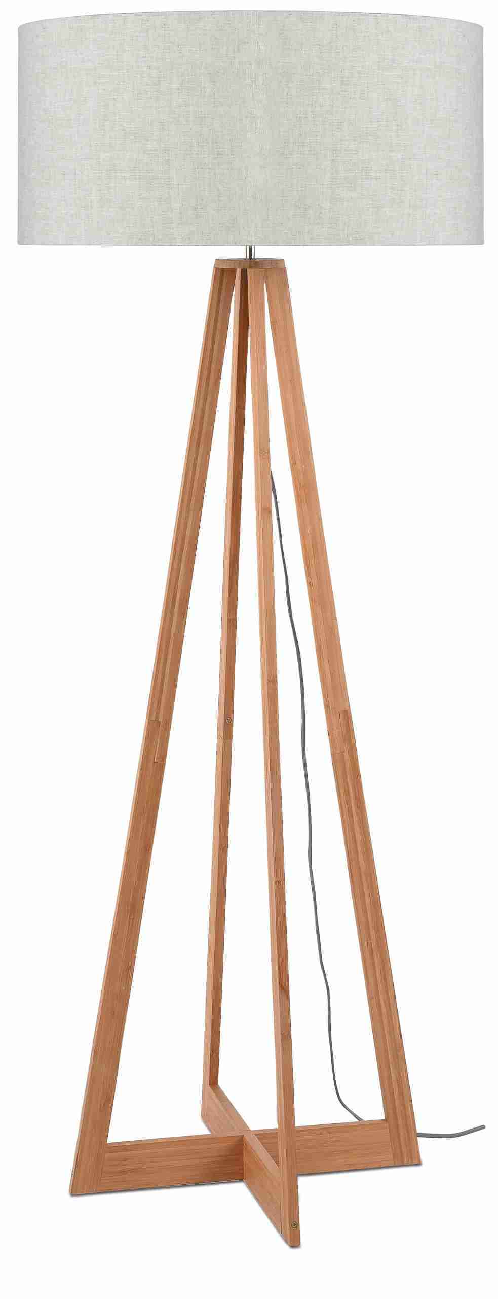 Good&Mojo Vloerlamp 'Everest' Bamboe en Eco linnen, kleur Beige