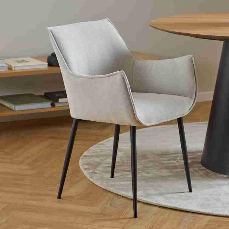 Bendt Eetkamerstoel 'Jestin' Structuurstof, kleur Beige