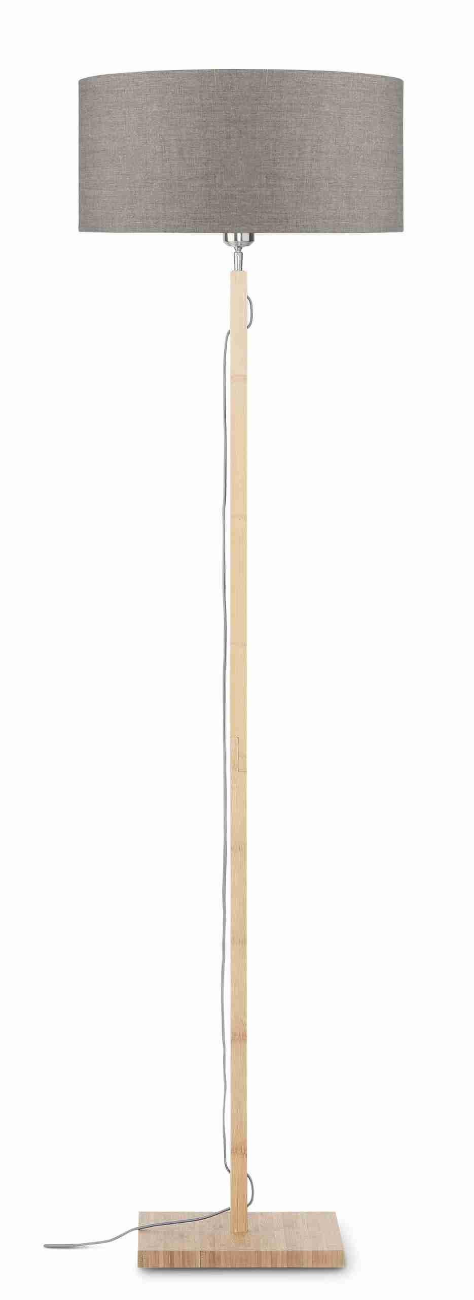 Good&Mojo Vloerlamp 'Fuji' Bamboe en Eco linnen, kleur Donkerbeige