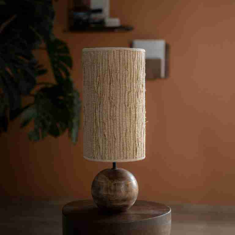 By-Boo Tafellamp 'Gadja' Hout en Jute, 55cm