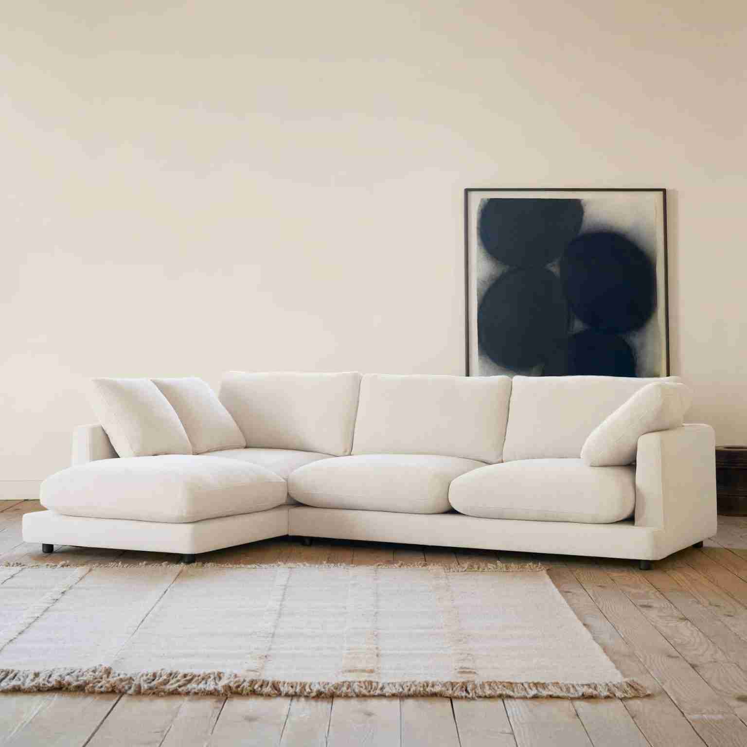 Kave Home 4-zits Loungebank 'Gala' Links, Chenille, kleur Beige