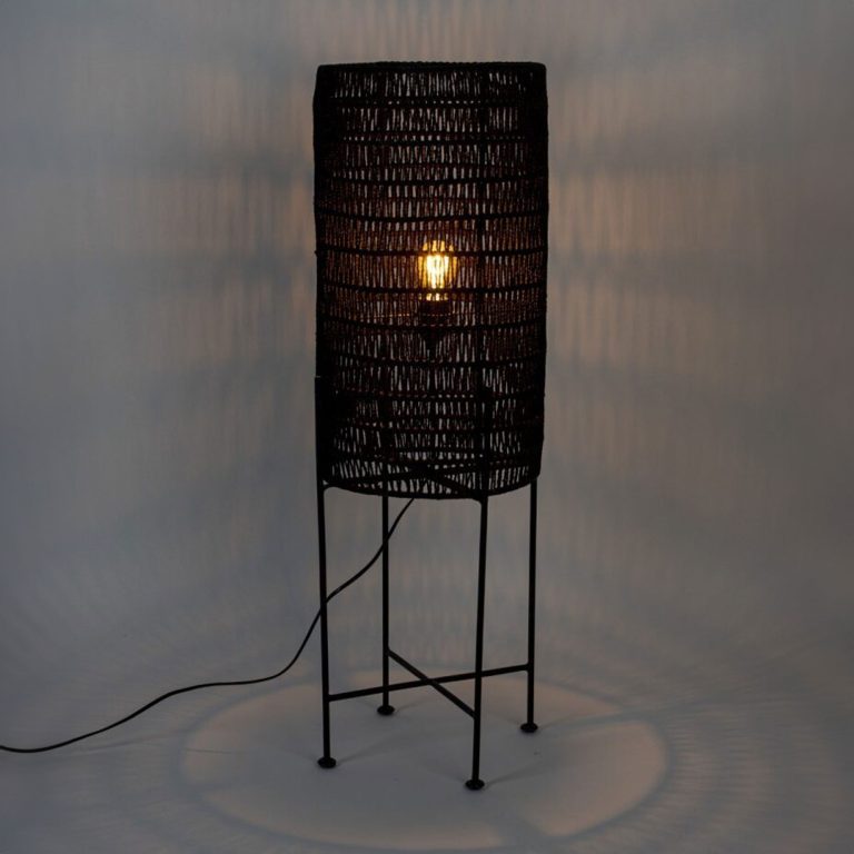 Dutchbone Vloerlamp 'Kari' Jute, kleur Zwart