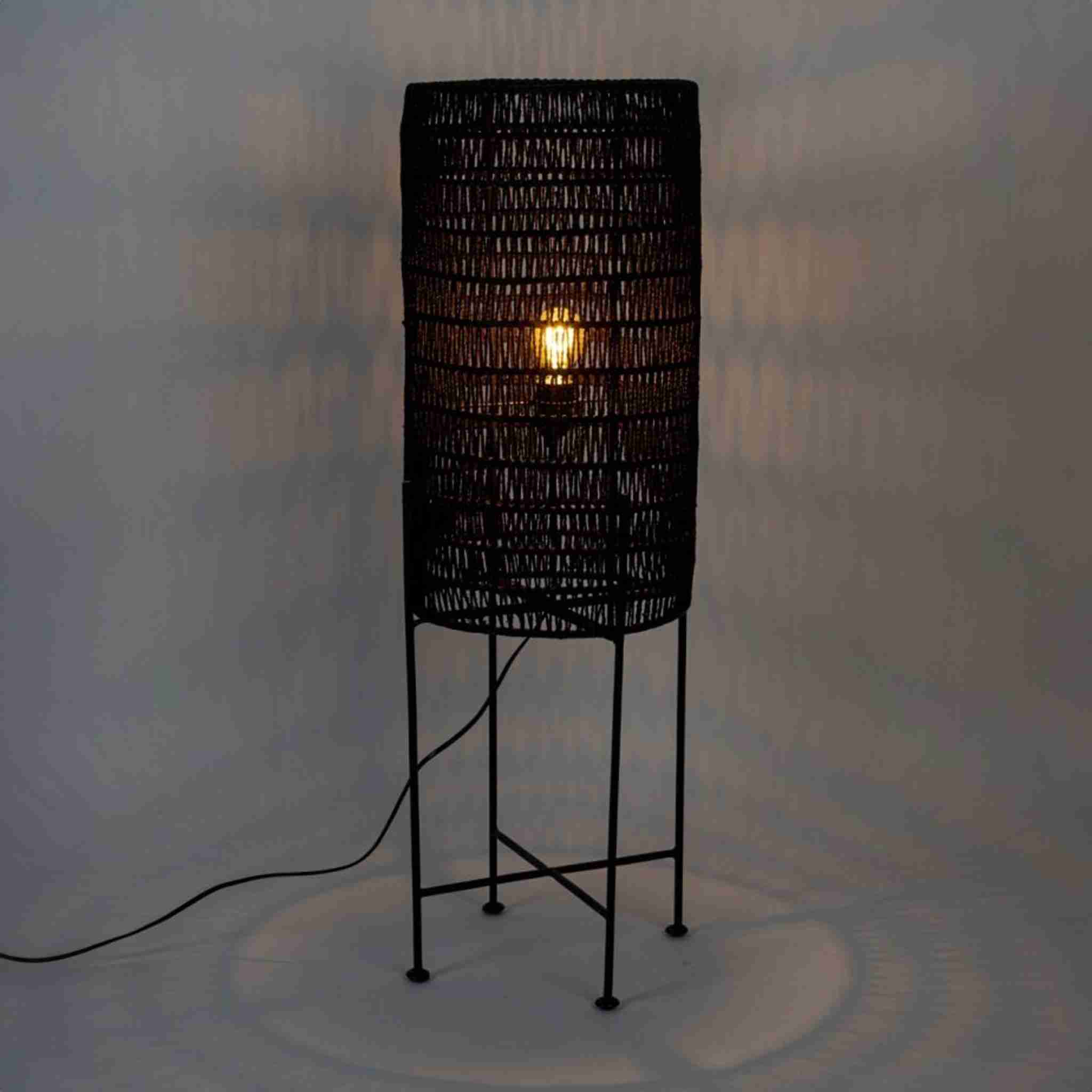 Dutchbone Vloerlamp 'Kari' Jute, kleur Zwart