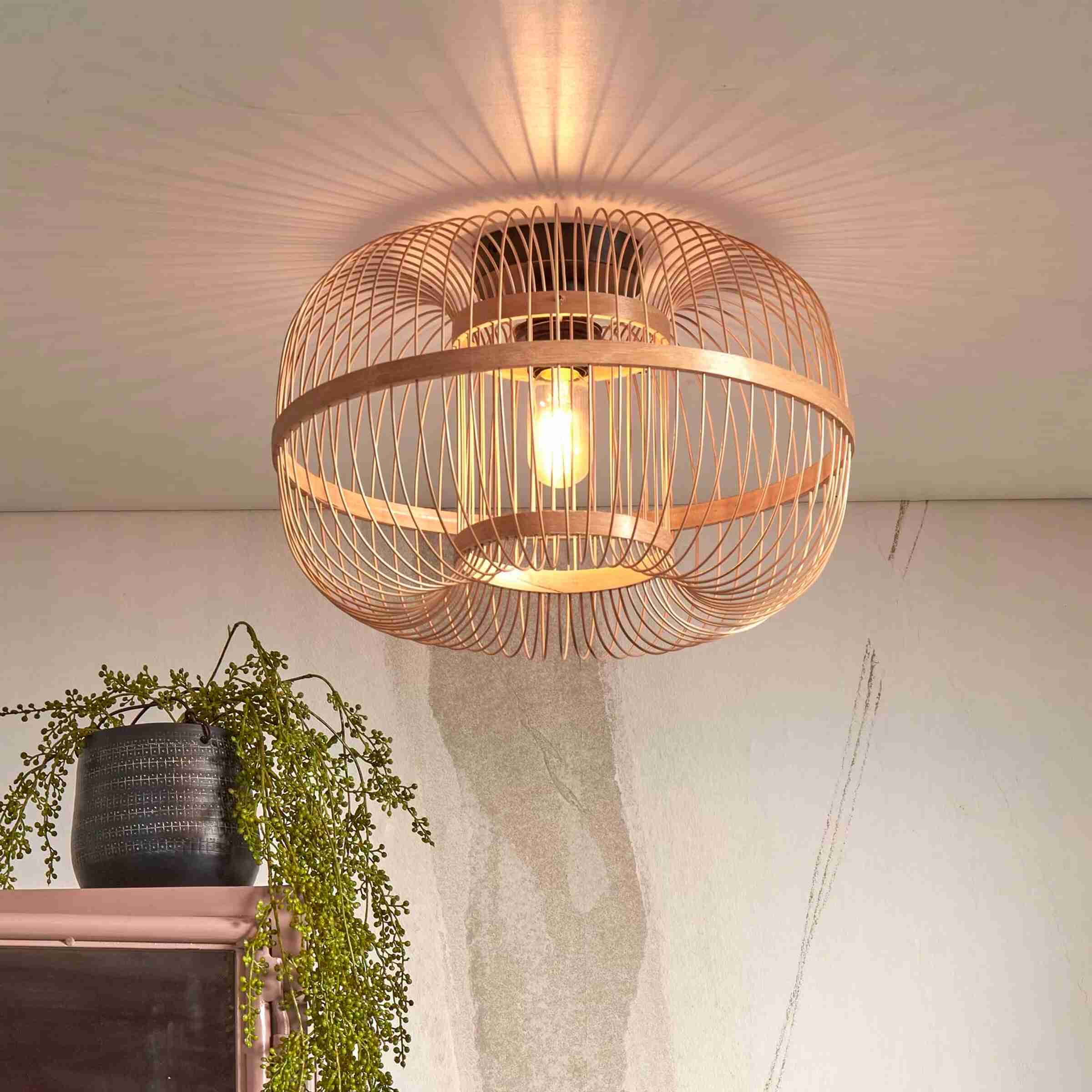 GOOD&MOJO Plafondlamp 'Hokkaido' Bamboe, 38cm, kleur Naturel
