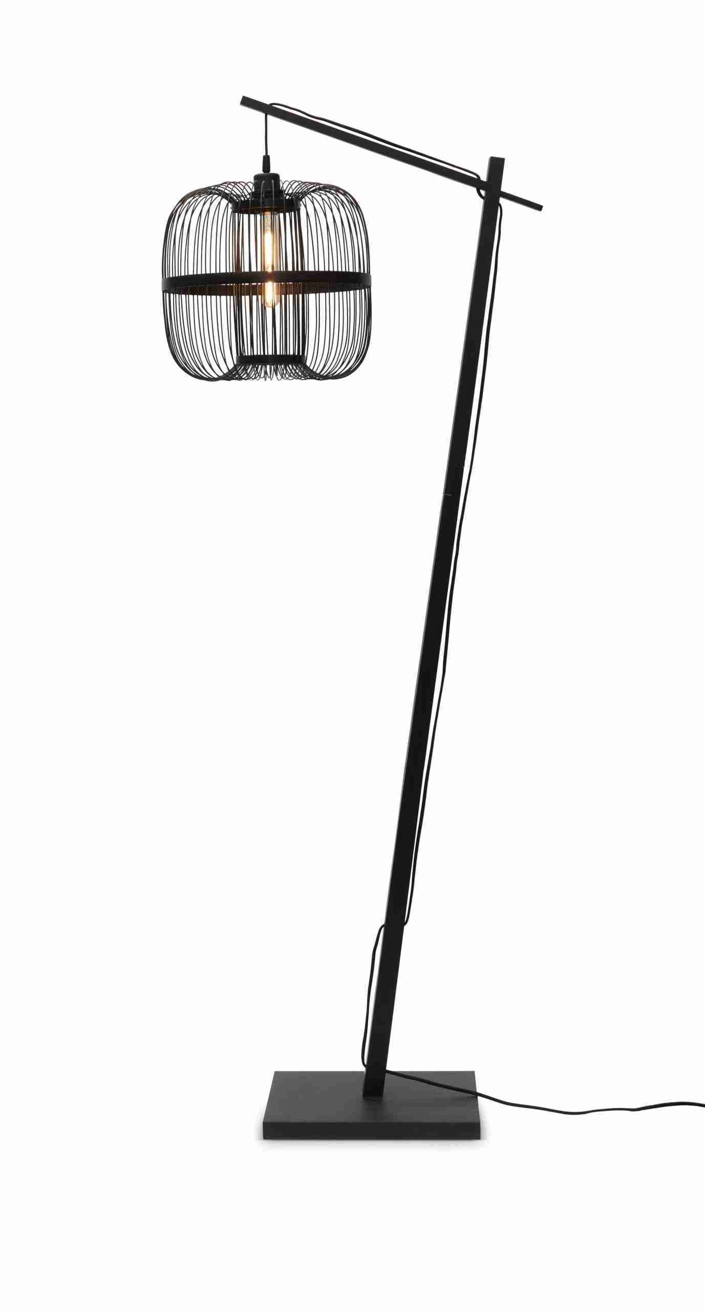 GOOD&MOJO Vloerlamp 'Hokkaido' Bamboe, 176cm, kleur Zwart