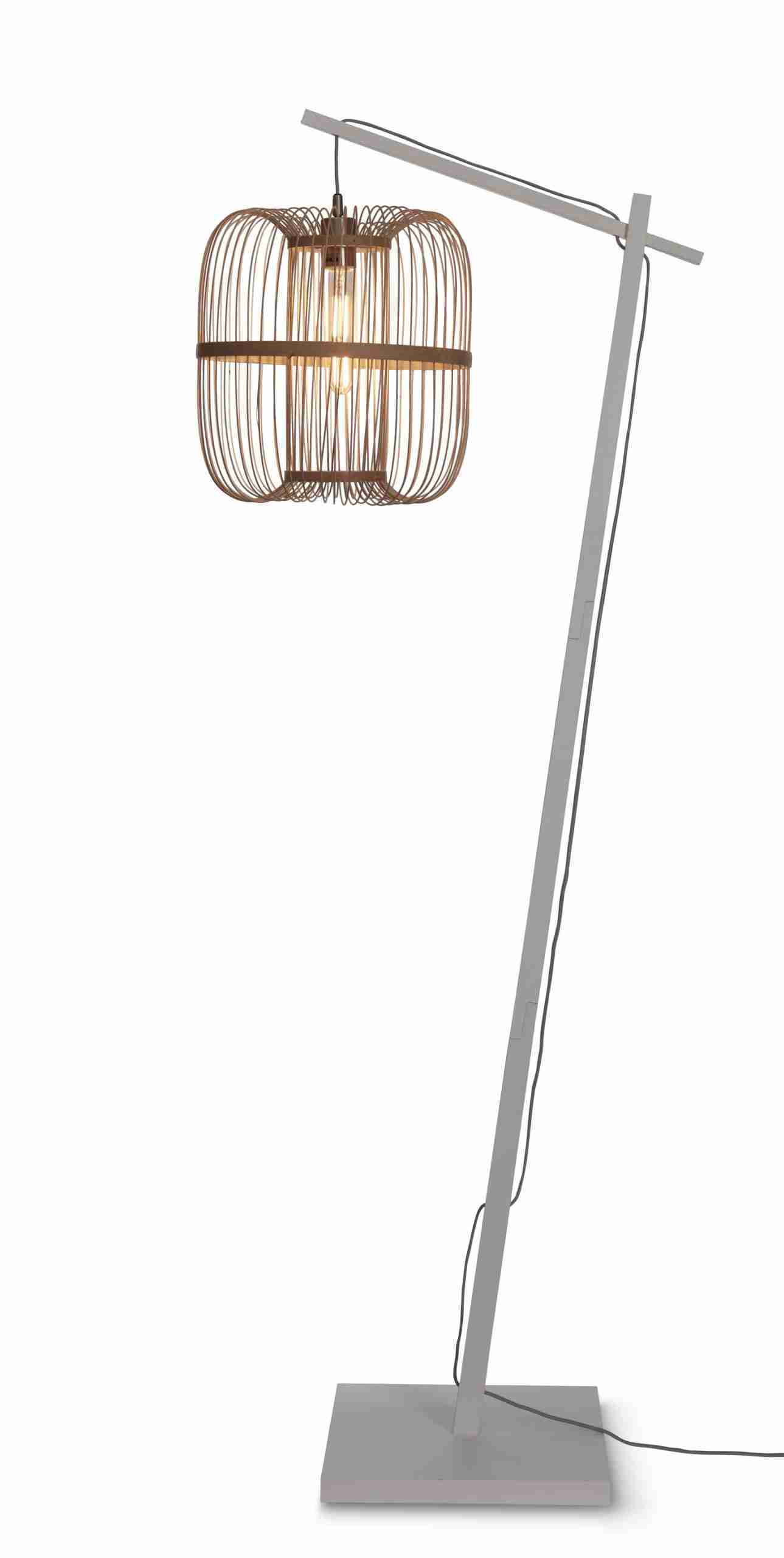GOOD&MOJO Vloerlamp 'Hokkaido' Bamboe, 176cm, kleur Wit/Naturel