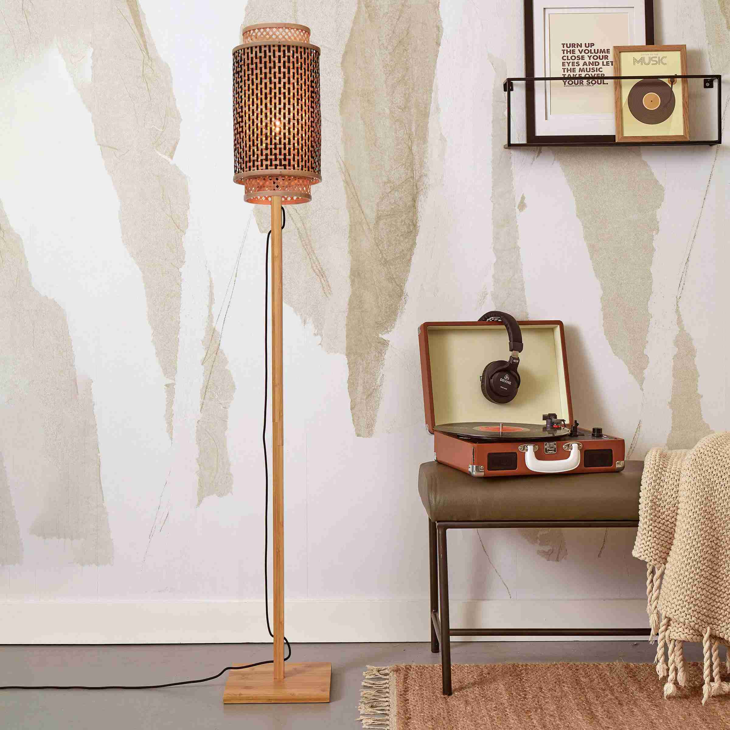 GOOD&MOJO Vloerlamp 'Bhutan' Bamboe, 145cm, kleur Naturel
