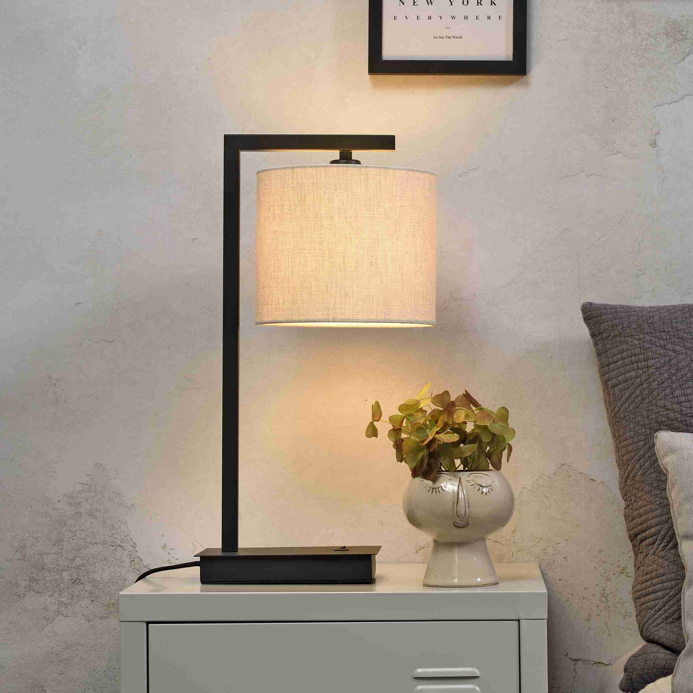 its about RoMi Tafellamp 'Boston' 44cm, kleur Beige