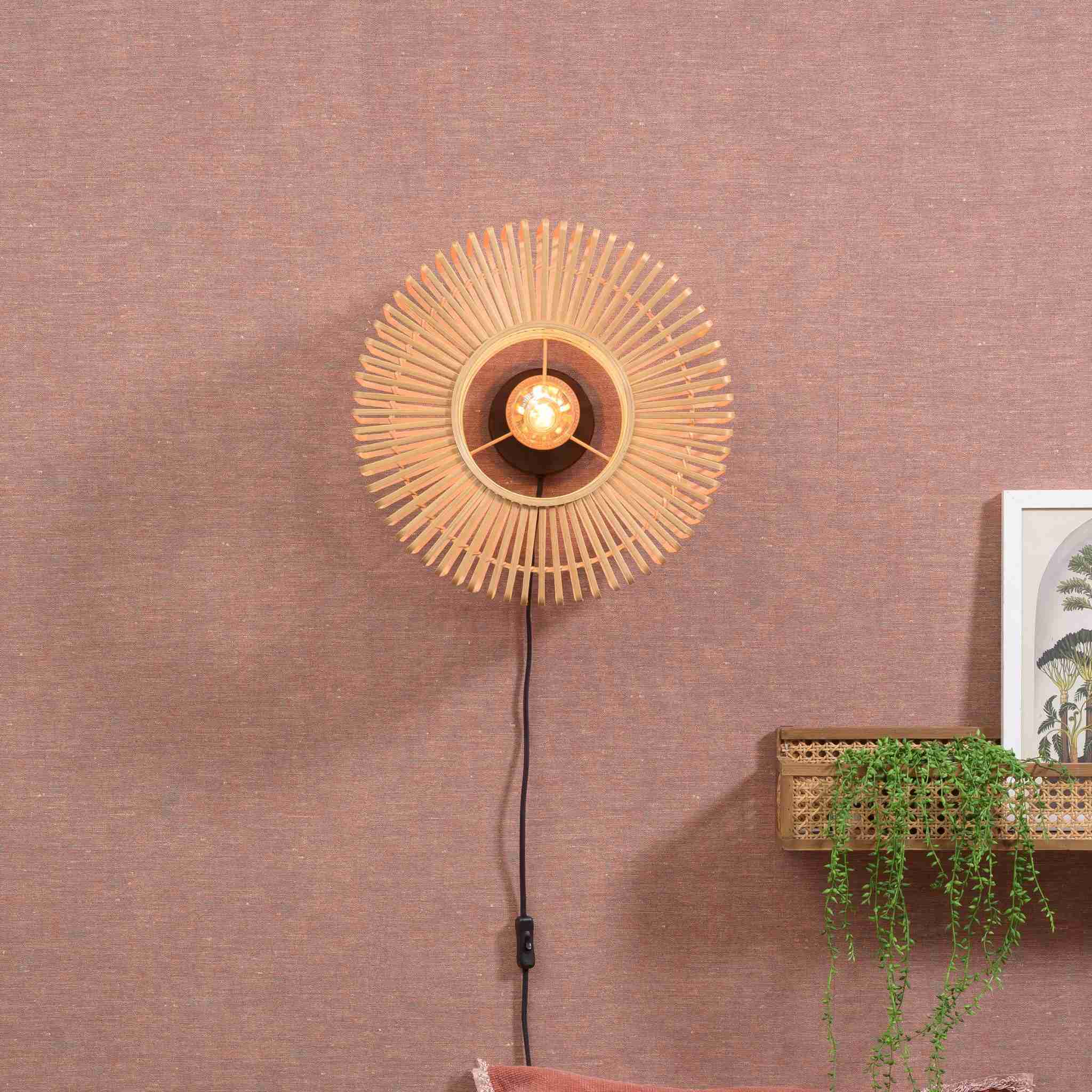 GOOD&MOJO Wandlamp 'Bromo' 40cm, Bamboe, kleur Naturel