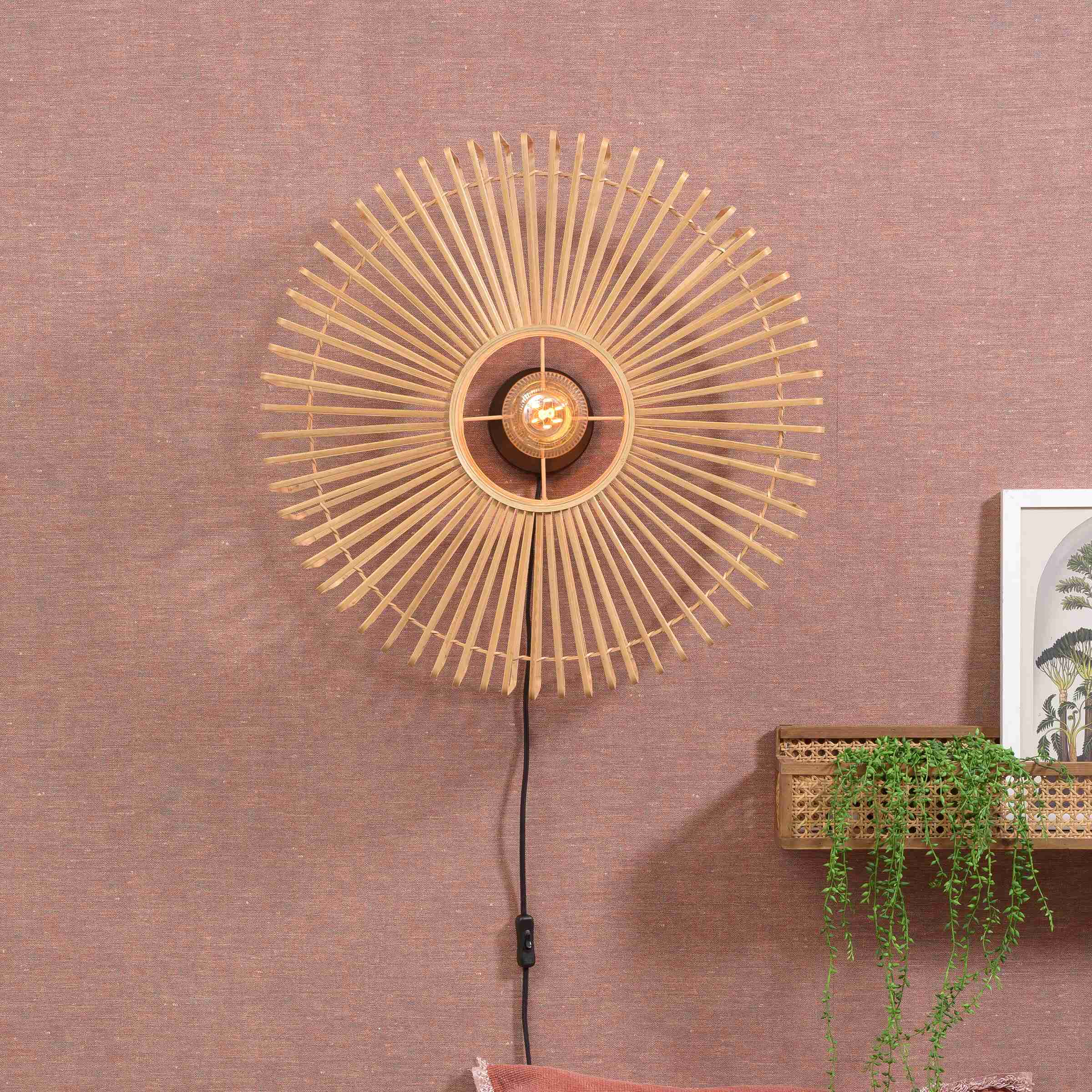GOOD&MOJO Wandlamp 'Bromo' 60cm, Bamboe, kleur Naturel