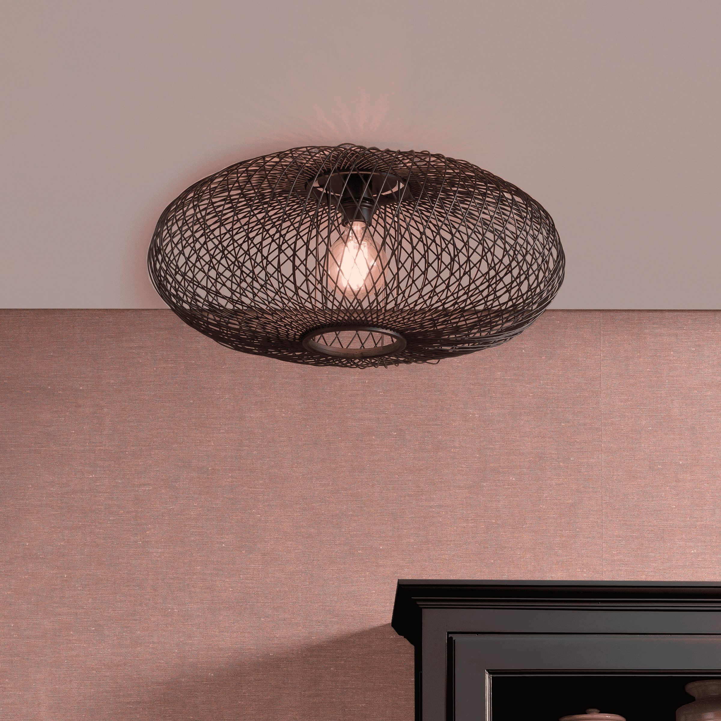 GOOD&MOJO Plafondlamp 'Cango' Bamboe, kleur Zwart