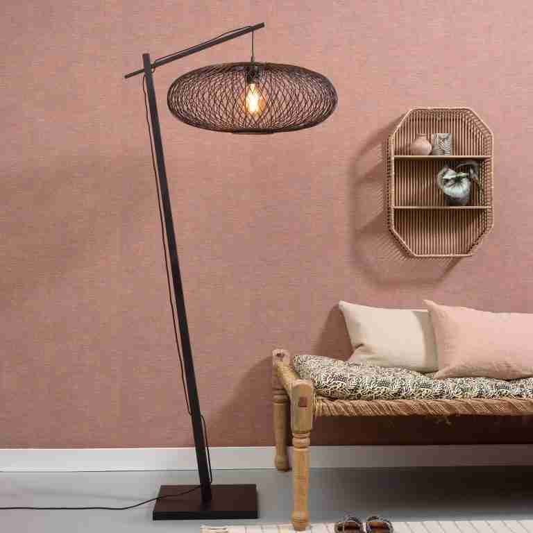 GOOD&MOJO Vloerlamp 'Cango' Bamboe, 176cm, kleur Zwart