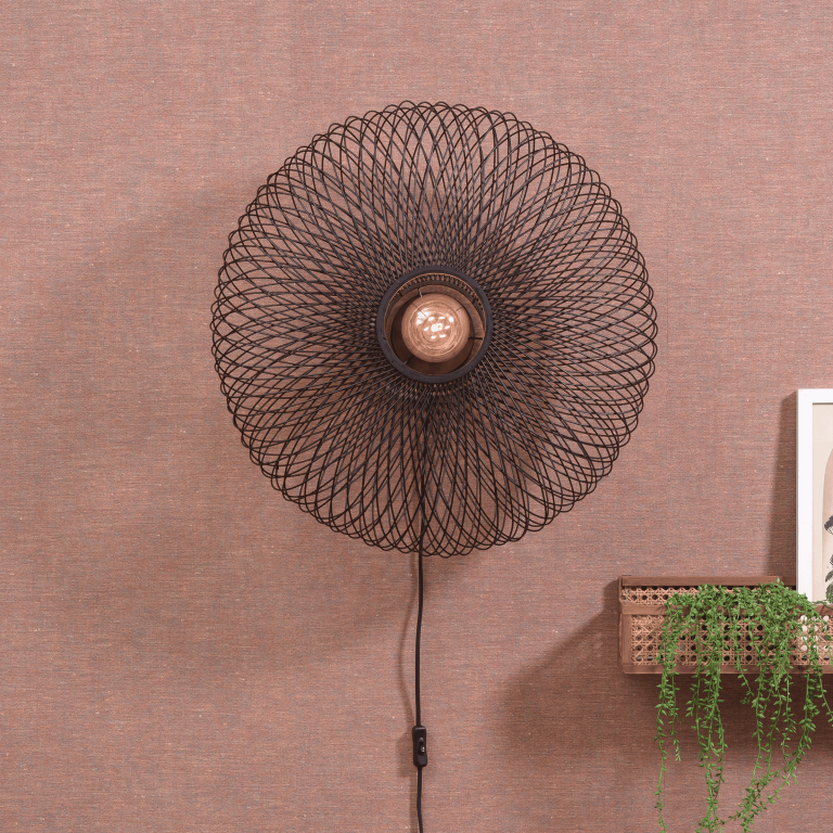 GOOD&MOJO Wandlamp 'Cango' Bamboe, 60cm, kleur Zwart