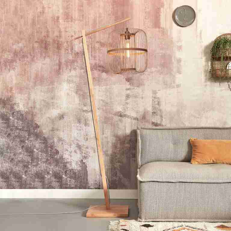 GOOD&MOJO Vloerlamp 'Hokkaido' Bamboe, 176cm, kleur Naturel