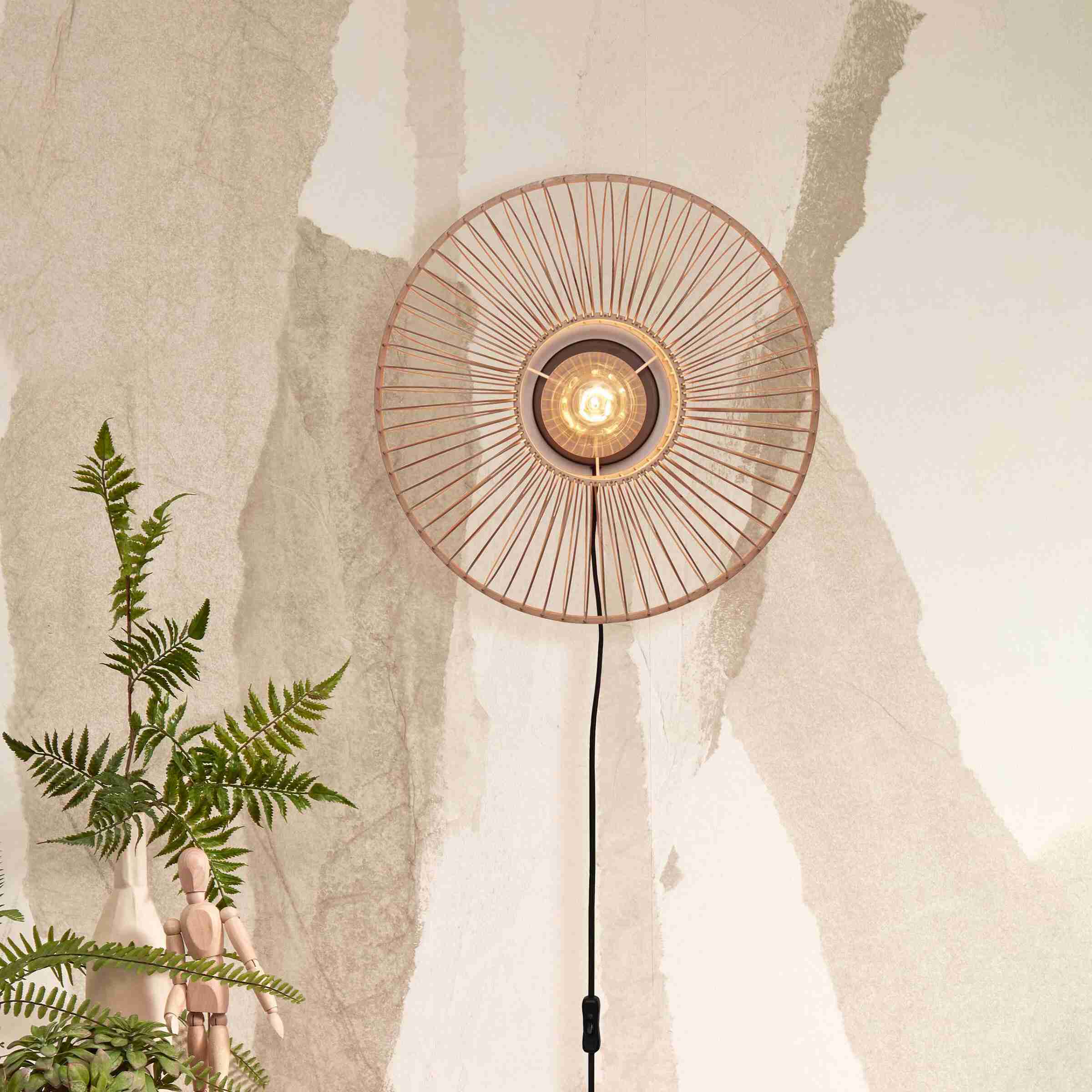 GOOD&MOJO Wandlamp 'Hokkaido' Bamboe, 38cm, kleur Naturel