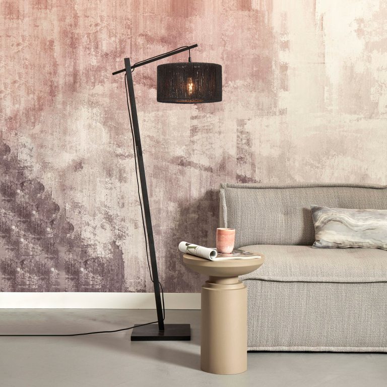 GOOD&MOJO Vloerlamp 'Iguazu' Bamboe en jute, 150cm, kleur Zwart