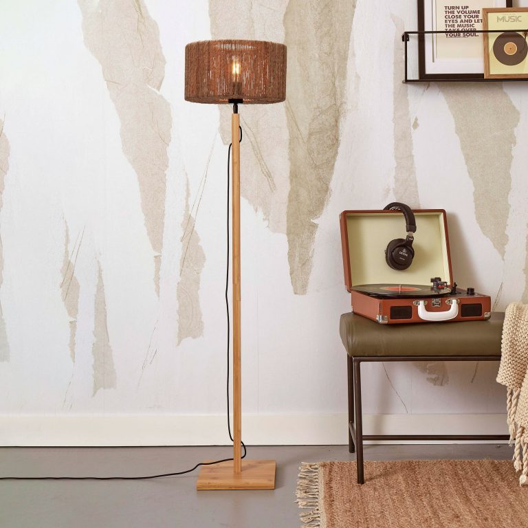 GOOD&MOJO Vloerlamp 'Iguazu' Bamboe en jute, 125cm, kleur Naturel