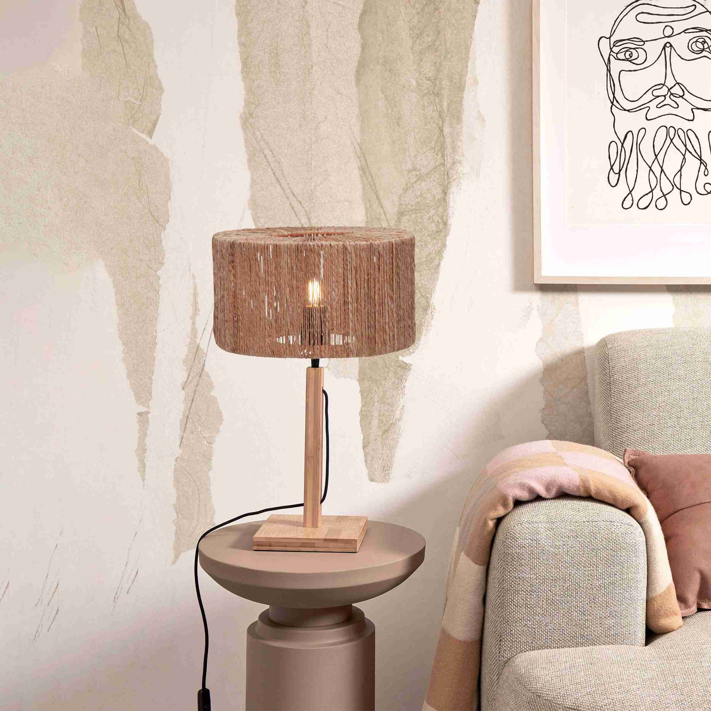 GOOD&MOJO Tafellamp 'Iguazu' Bamboe en jute, 37cm, kleur Naturel