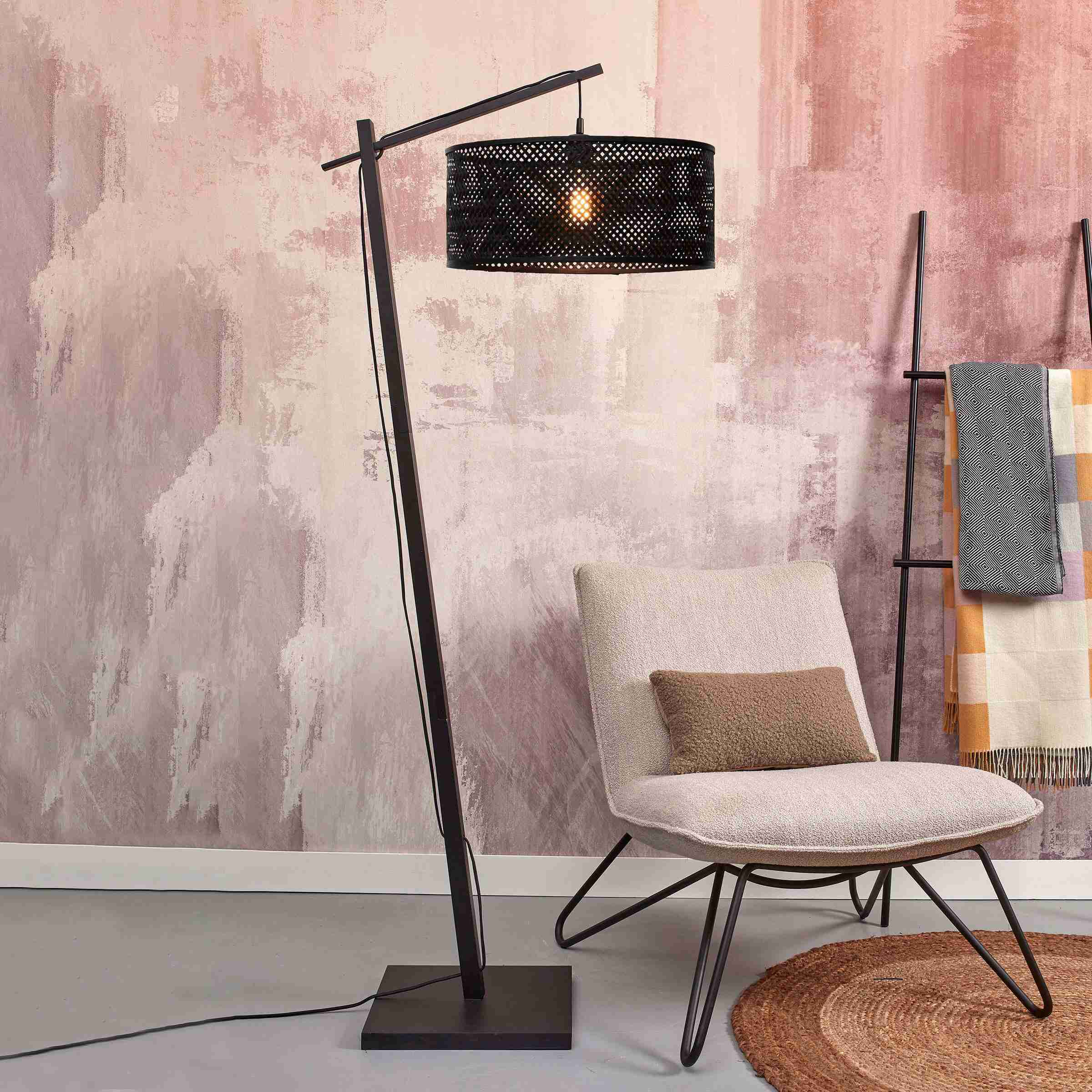 GOOD&MOJO Vloerlamp 'Java' Bamboe, 176cm, kleur Zwart