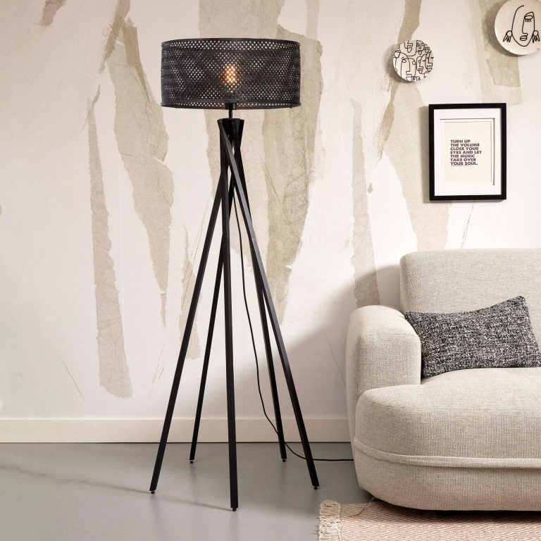 GOOD&MOJO Vloerlamp 'Java' 5-poot, Bamboe, kleur Zwart