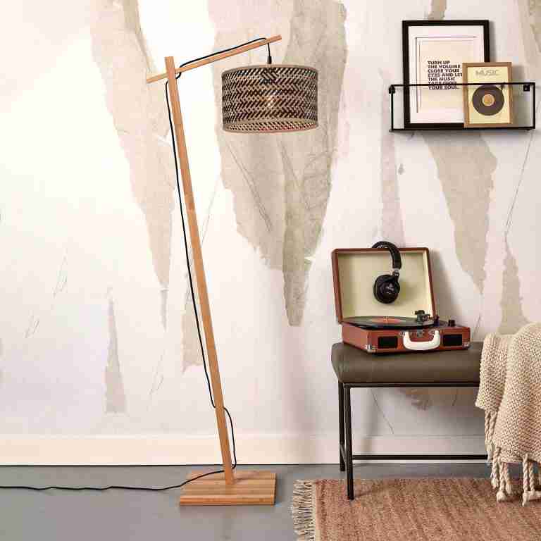 GOOD&MOJO Vloerlamp 'Java' Bamboe, 150cm, kleur Naturel/Zwart
