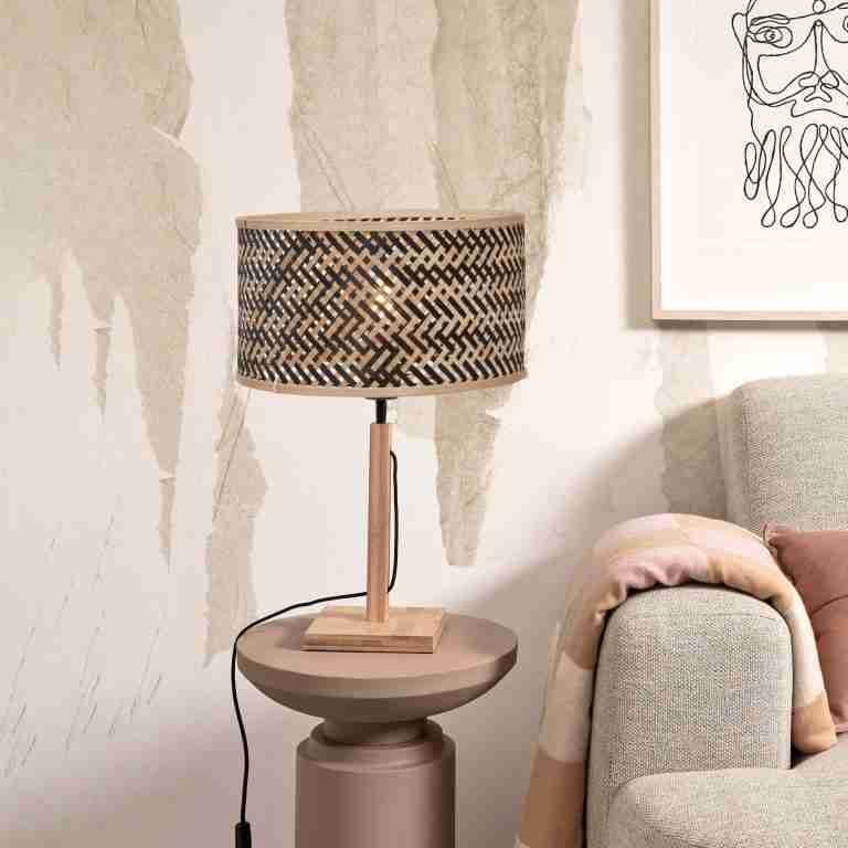 GOOD&MOJO Tafellamp 'Java' Bamboe, 38cm, kleur Naturel/Zwart