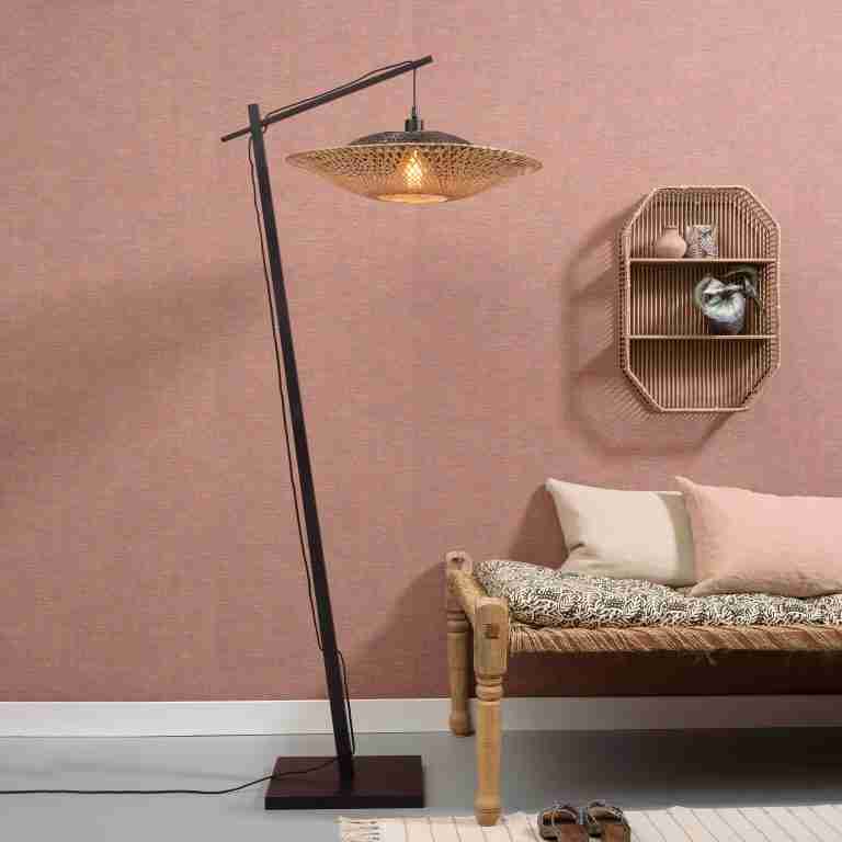 GOOD&MOJO Vloerlamp 'Kalimantan' Bamboe, 176cm, kleur Naturel/Zwart