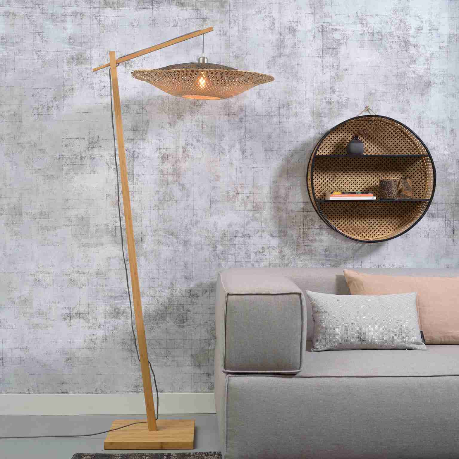 GOOD&MOJO Vloerlamp 'Kalimantan' Bamboe, 176cm, kleur Naturel