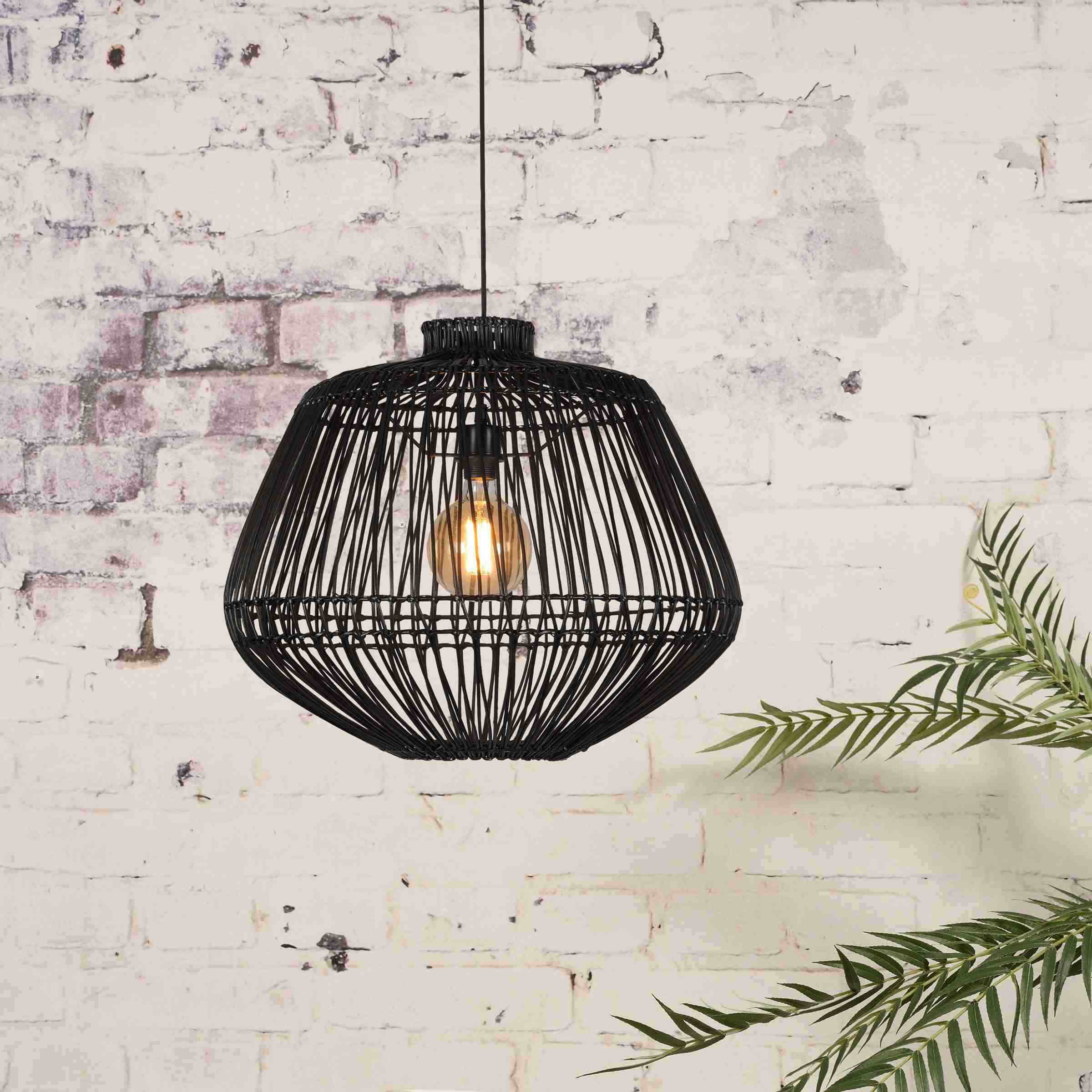 GOOD&MOJO Hanglamp 'Madagascar' Rotan, 60cm, kleur Zwart