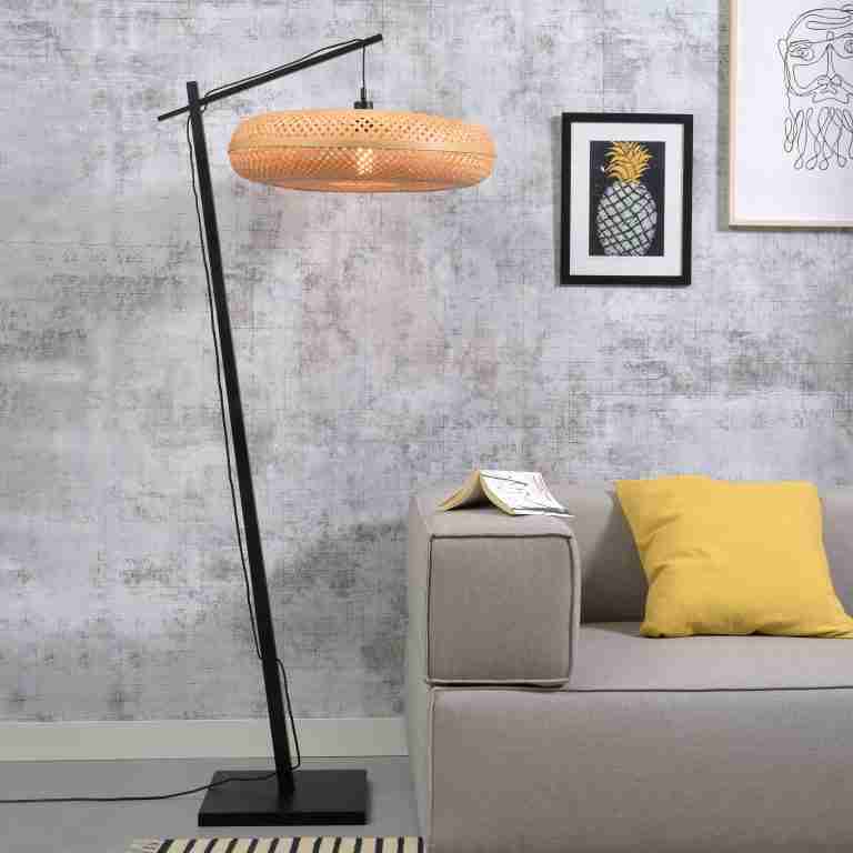 GOOD&MOJO Vloerlamp 'Palawan' Bamboe, 176cm, kleur Zwart/Naturel