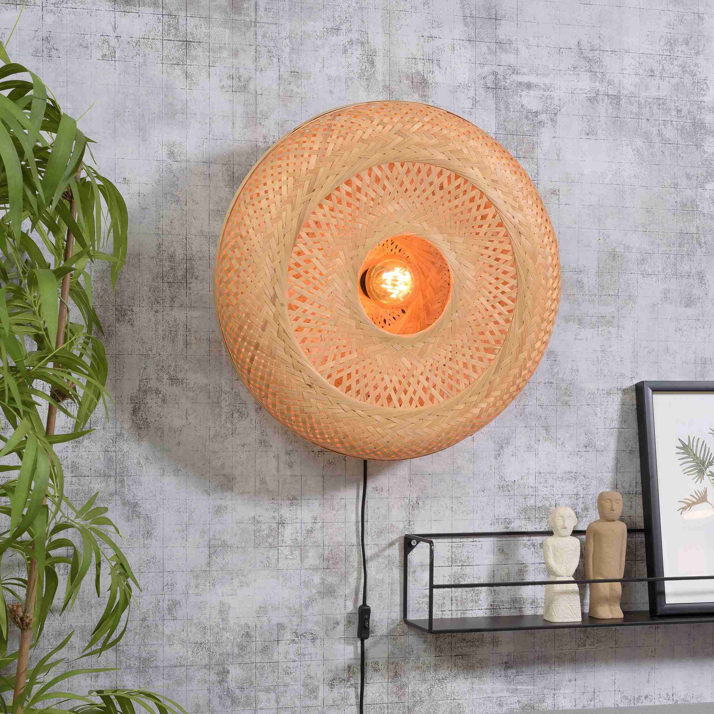 GOOD&MOJO Wandlamp 'Palawan' 60cm, Bamboe, kleur Naturel