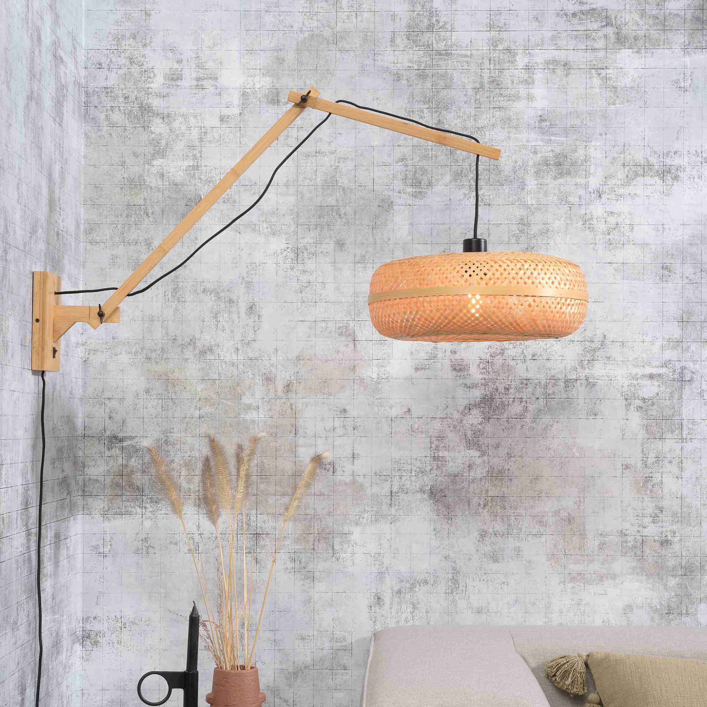 GOOD&MOJO Wandlamp 'Palawan' Large, Bamboe, kleur Naturel