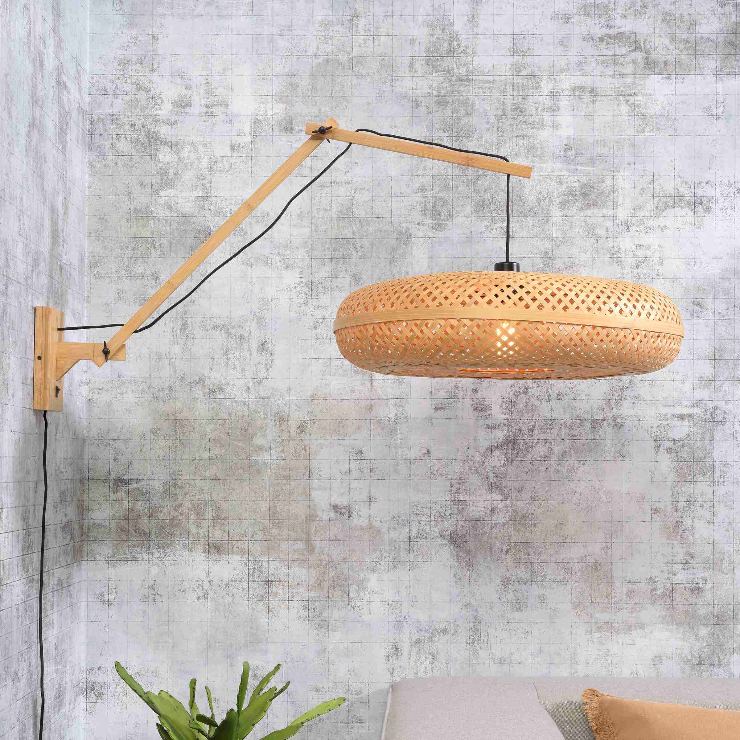 GOOD&MOJO Wandlamp 'Palawan' Large, Bamboe, kleur Naturel