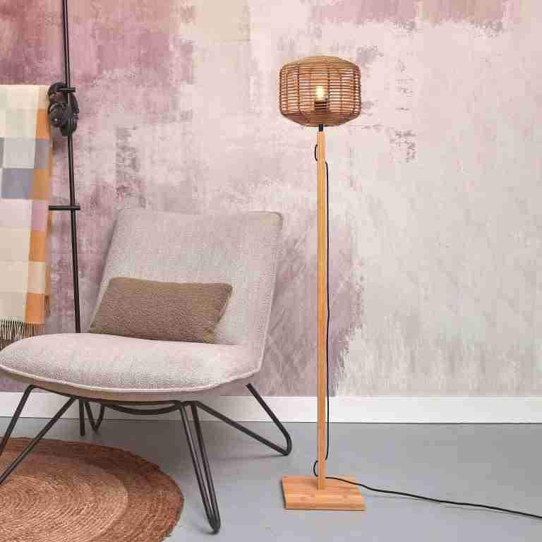 GOOD&MOJO Vloerlamp 'Tanami' Bamboe en rotan, 130cm, kleur Naturel