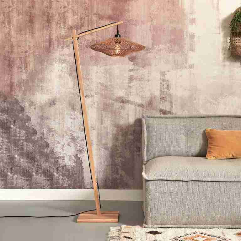GOOD&MOJO Vloerlamp 'Zanzibar' Bamboe en rotan, 150cm, kleur Naturel