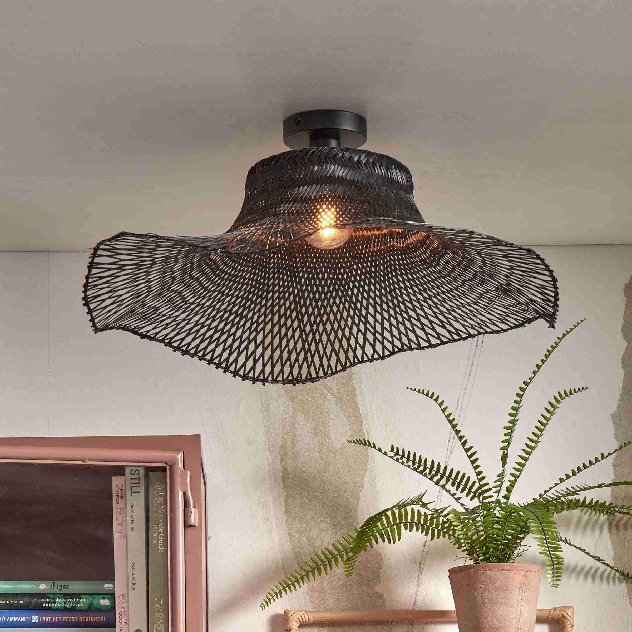 GOOD&MOJO Plafondlamp 'Ibiza' Bamboe, 65cm, kleur Zwart