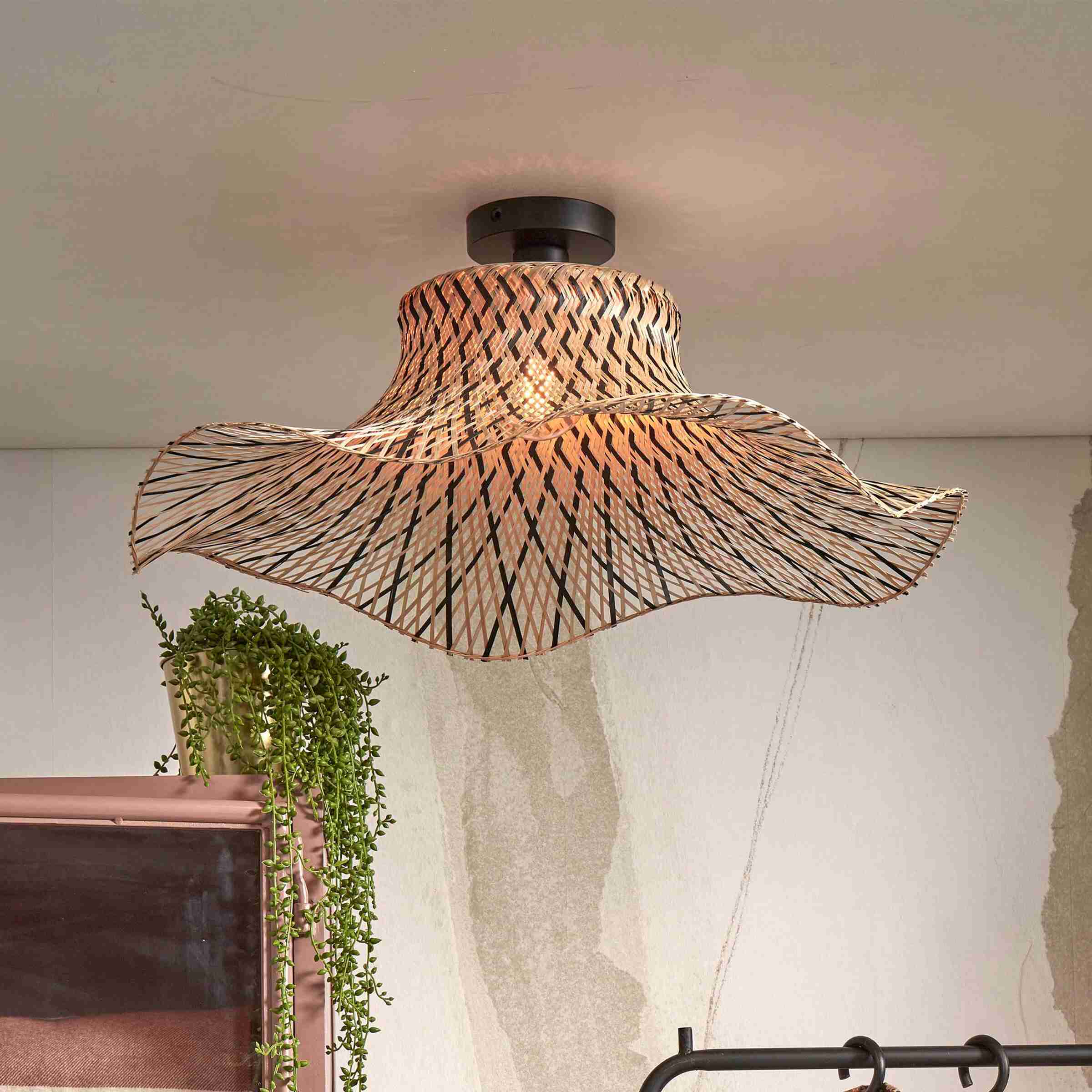 GOOD&MOJO Plafondlamp 'Ibiza' Bamboe, 65cm, kleur Naturel/Zwart