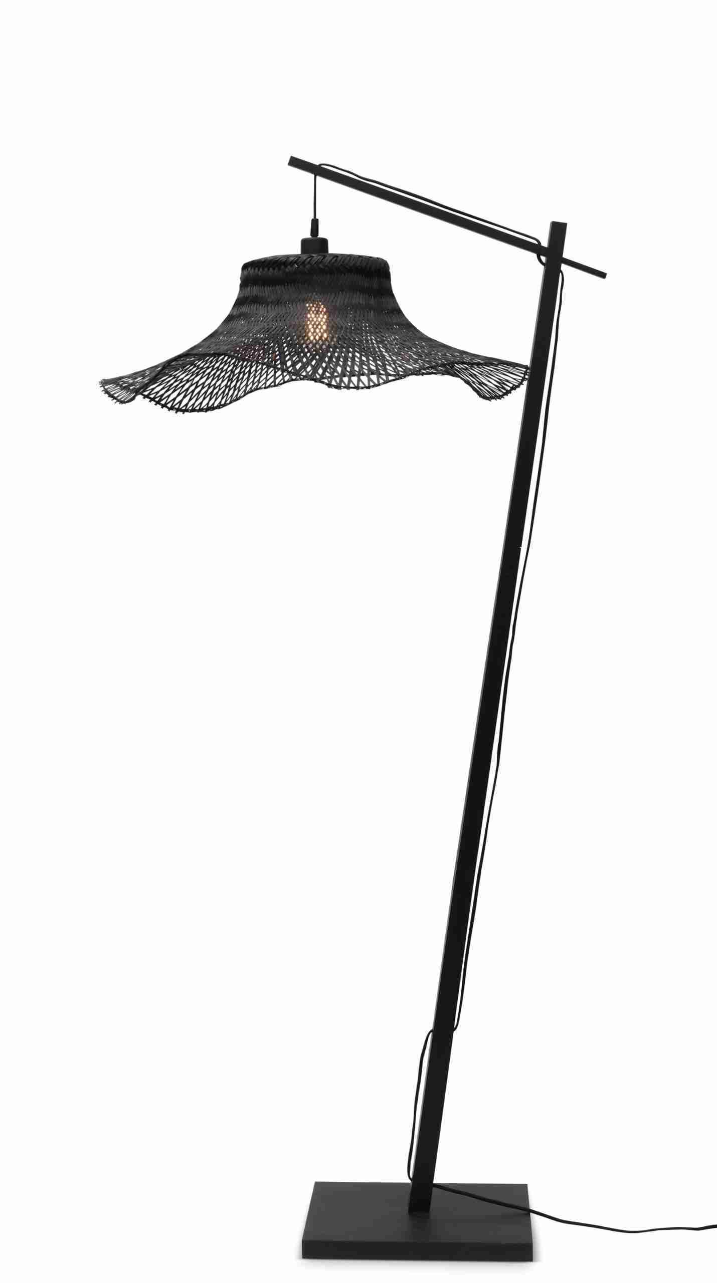 GOOD&MOJO Vloerlamp 'Ibiza' Bamboe, 176cm, kleur Zwart