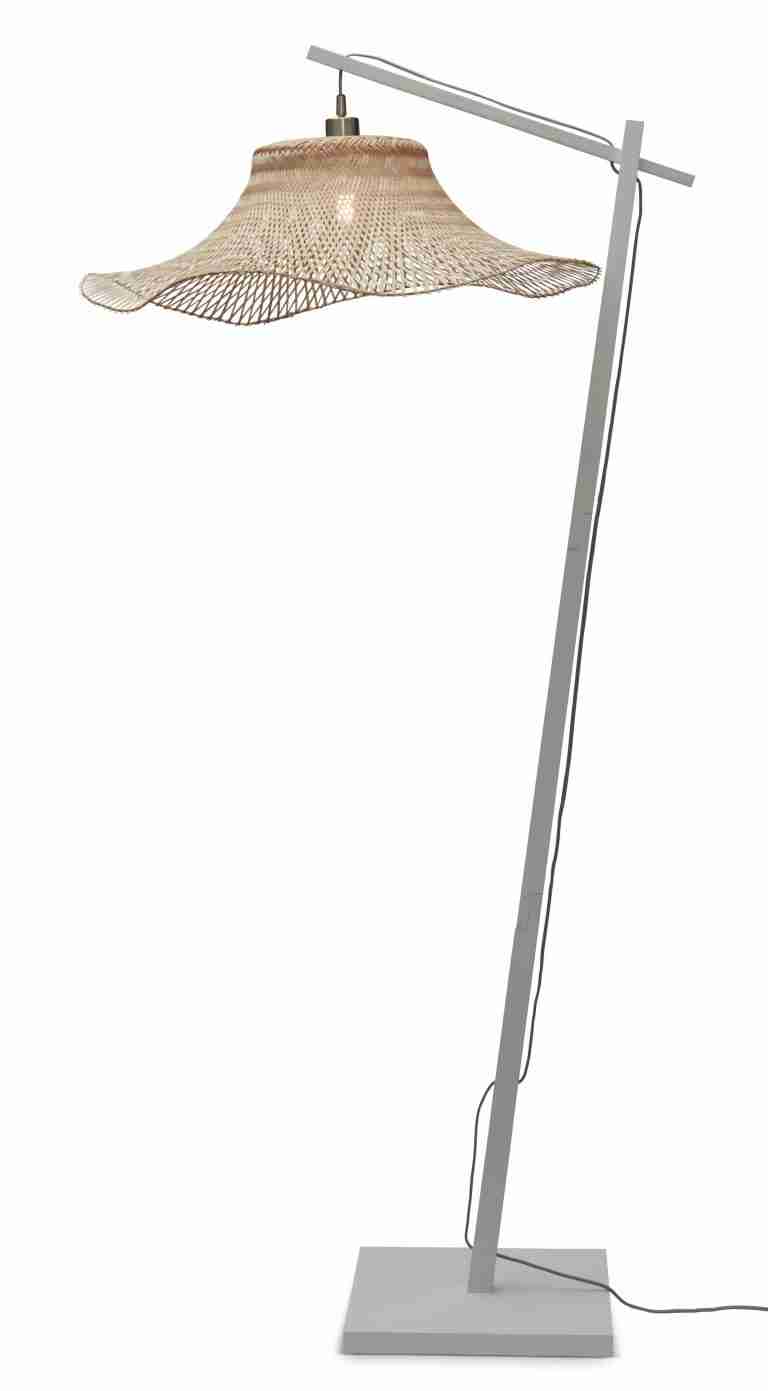 GOOD&MOJO Vloerlamp 'Ibiza' Bamboe, 176cm, kleur Wit/Naturel